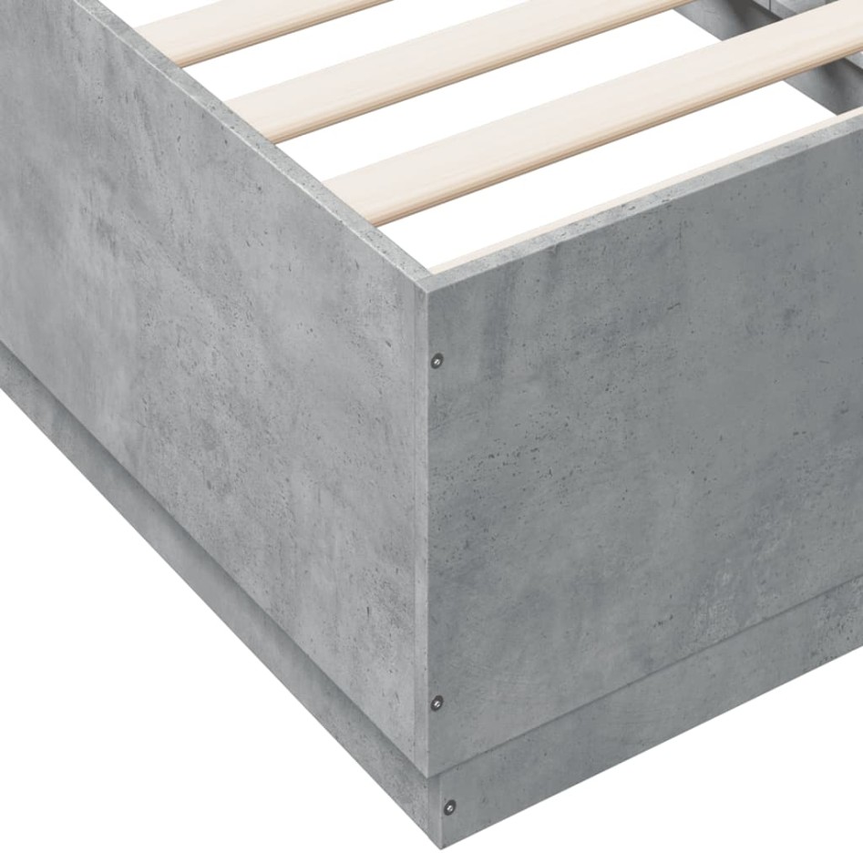 Estructura de cama madera de ingeniería gris hormigón 75x190