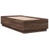 Estructura cama con luces LED madera roble marrón 90x190