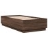 Estructura cama con luces LED madera roble marrón 90x190