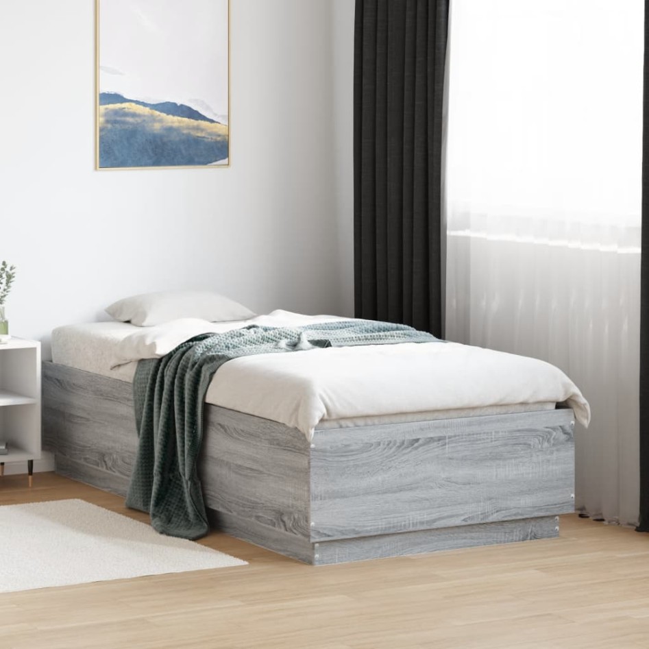 Estructura de cama madera de ingeniería gris Sonoma 75x190