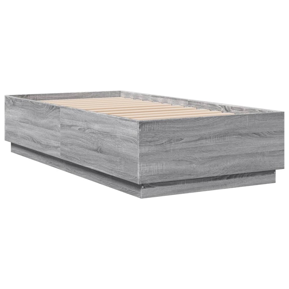 Estructura de cama madera de ingeniería gris Sonoma 75x190