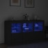 Aparador con luces LED negro 123x37x67