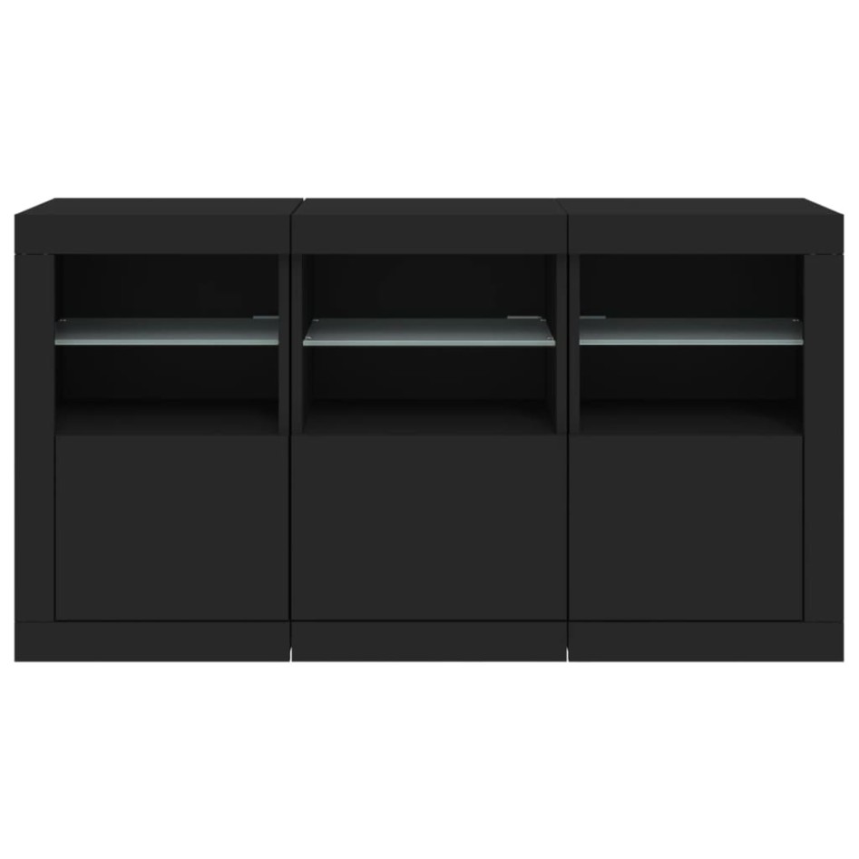 Aparador con luces LED negro 123x37x67