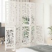 Biombo separador de 5 paneles madera maciza Paulownia blanco