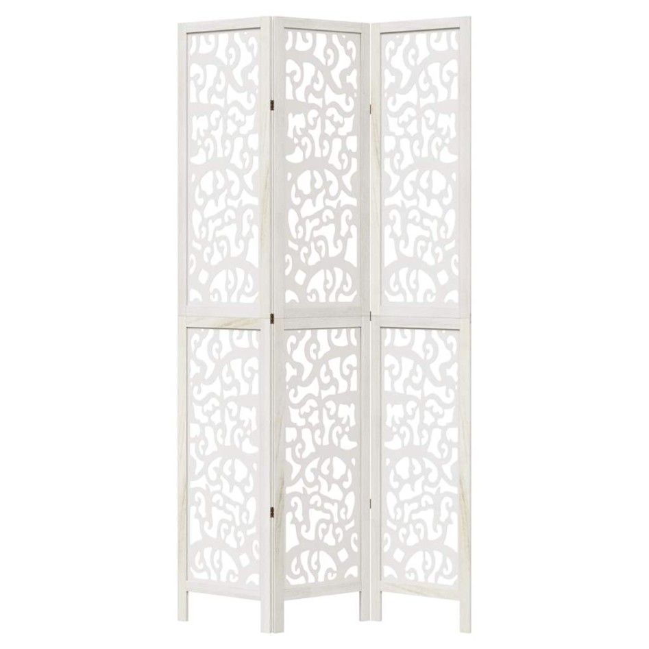 Biombo separador de 3 paneles madera maciza Paulownia