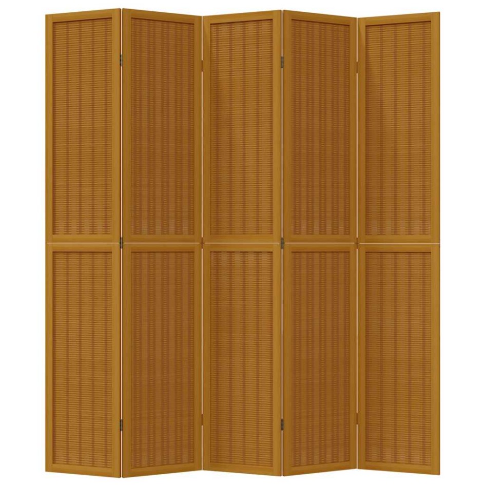 Biombo separador de 5 paneles madera maciza paulownia