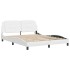 Estructura de cama con luces LED cuero PE blanco 160x200