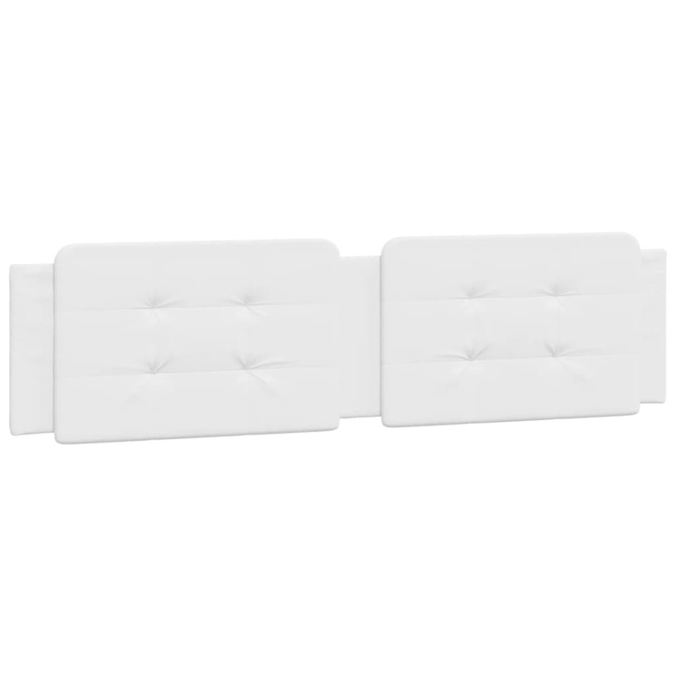 Estructura de cama con luces LED cuero PE blanco 160x200