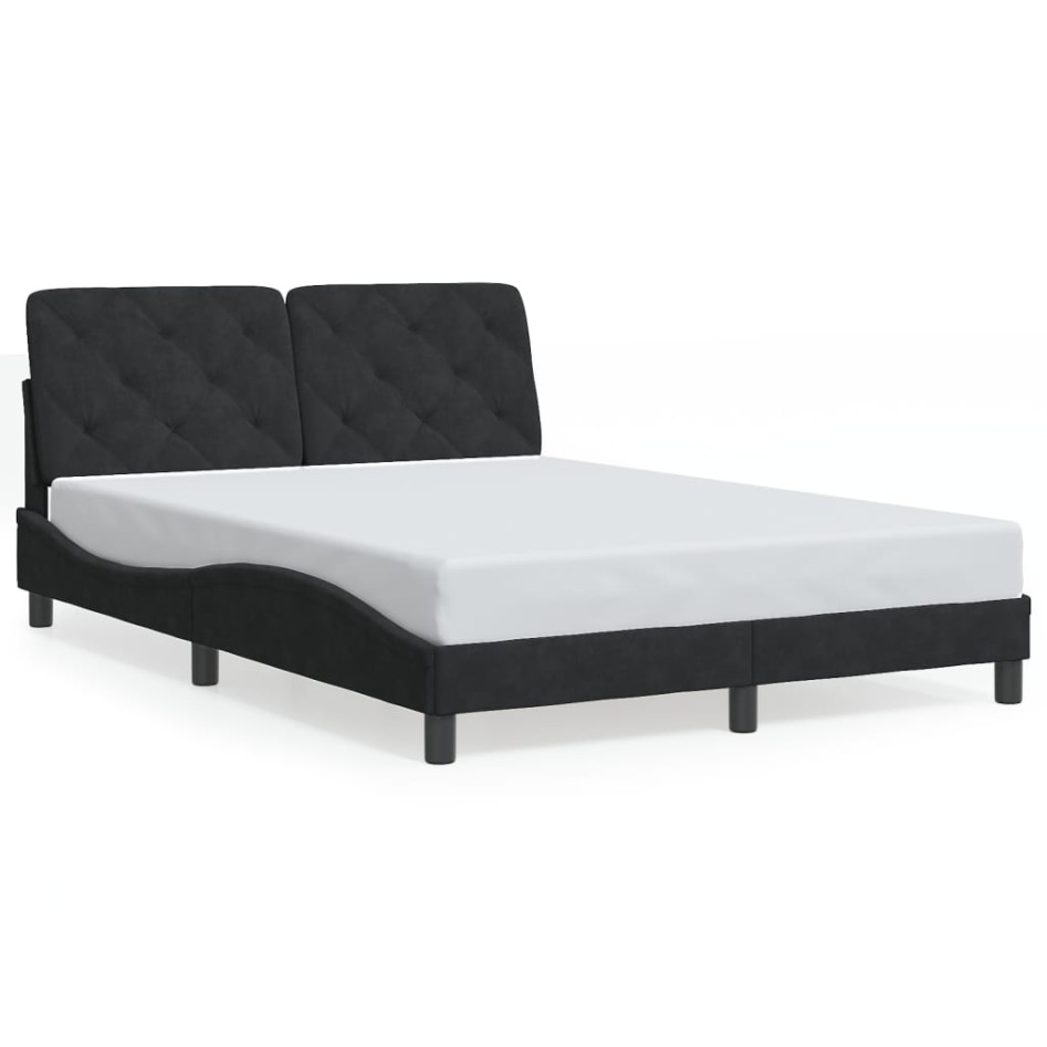 Estructura de cama sin colchón terciopelo negro 140x190