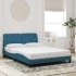 Estructura de cama con cabecero terciopelo azul 140x200