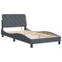 Estructura cama con luces LED terciopelo gris oscuro 100x200