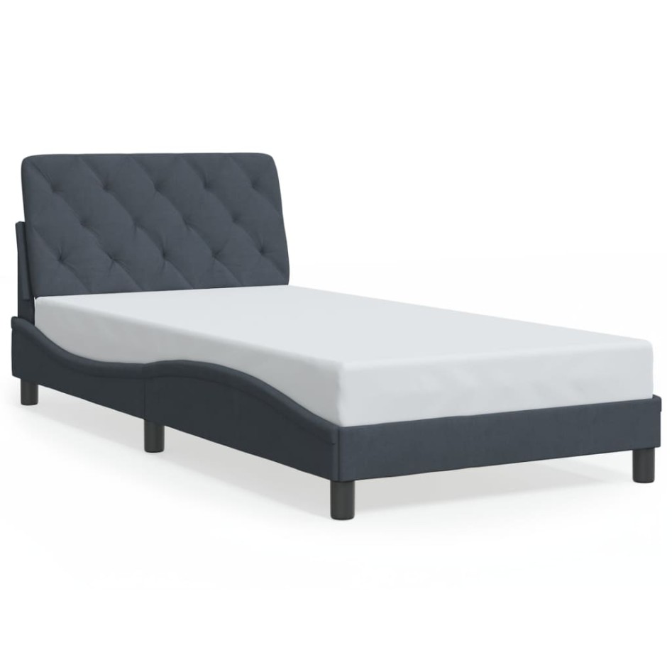 Estructura cama con luces LED terciopelo gris oscuro 100x200