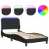 Estructura de cama con luces LED terciopelo negro 90x200