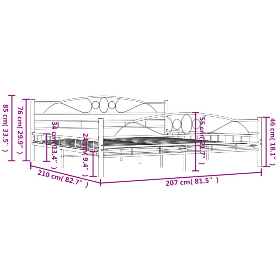 Estructura de cama de metal blanco 200x200
