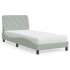 Cama con colchón terciopelo gris claro 80x200