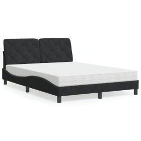 Cama con colchón terciopelo negro 140x200