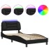 Estructura cama con luces LED cuero sintético negro 80x200