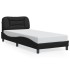 Estructura cama con luces LED cuero sintético negro 80x200
