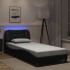 Estructura cama con luces LED cuero sintético negro 90x190