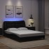 Estructura cama con luces LED cuero sintético negro 120x200