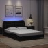 Estructura de cama con luces LED cuero PE negro 140x200