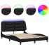 Estructura de cama con luces LED cuero PE negro 140x200