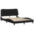 Estructura de cama con luces LED cuero PE negro 140x200