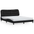 Estructura de cama con luces LED cuero PE negro 160x200