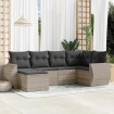 Set de sofás de jardín 6 pzas y cojines ratán sintético gris