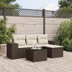 Set comedor de jardín 5 piezas y cojines ratán sintético marrón