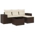 Set comedor de jardín 5 piezas y cojines ratán sintético