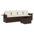 Set comedor de jardín 5 piezas y cojines ratán sintético