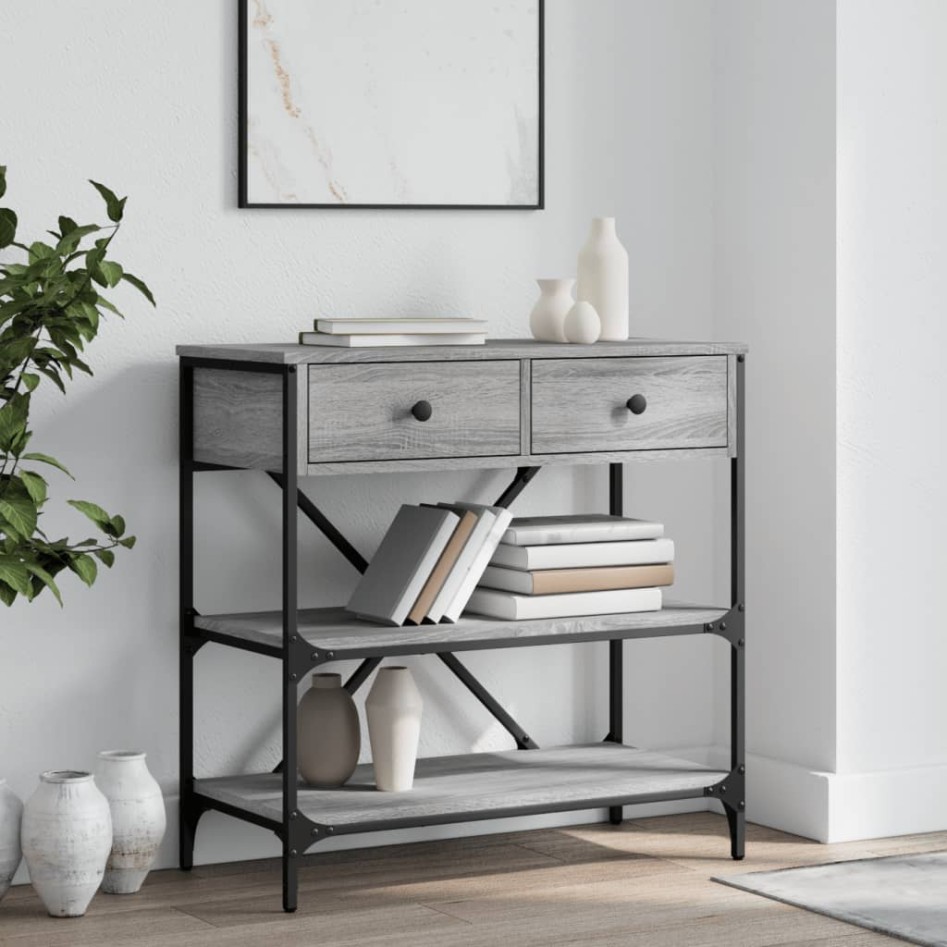 Mesa consola madera de ingeniería gris Sonoma 75x34,5x75