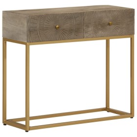 Mesa consola madera maciza de mango y hierro 90x30x76