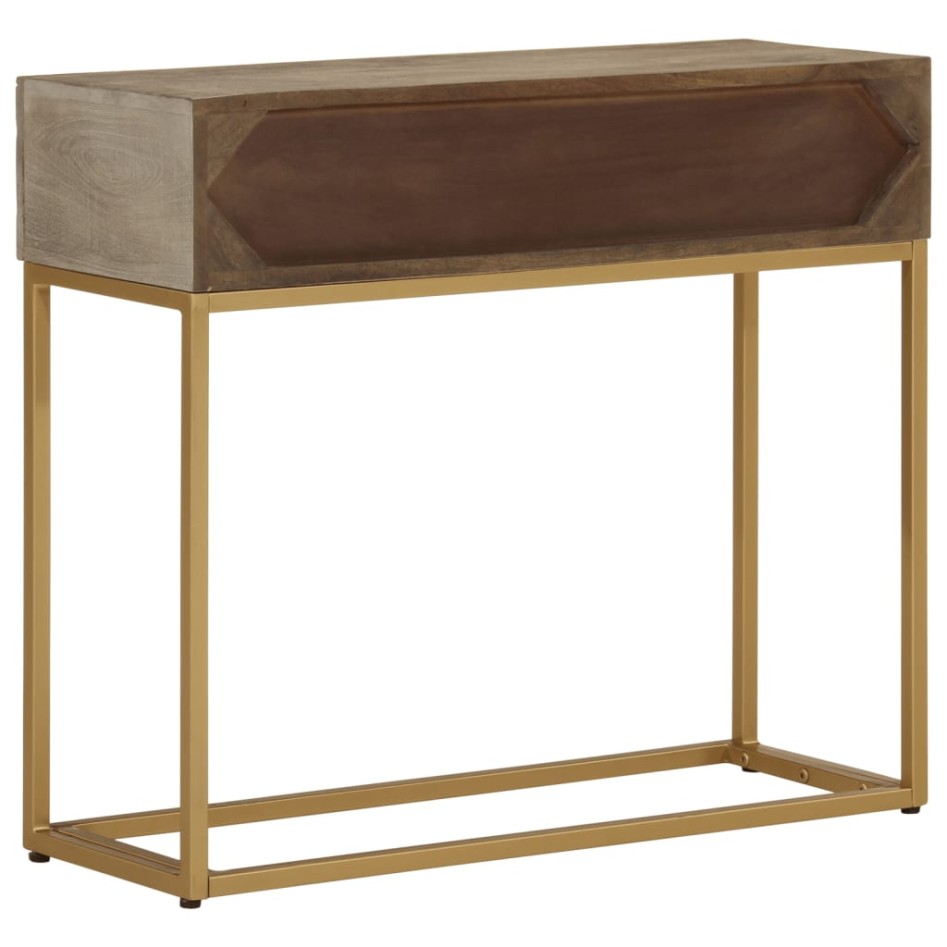 Mesa consola madera maciza de mango y hierro 90x30x76