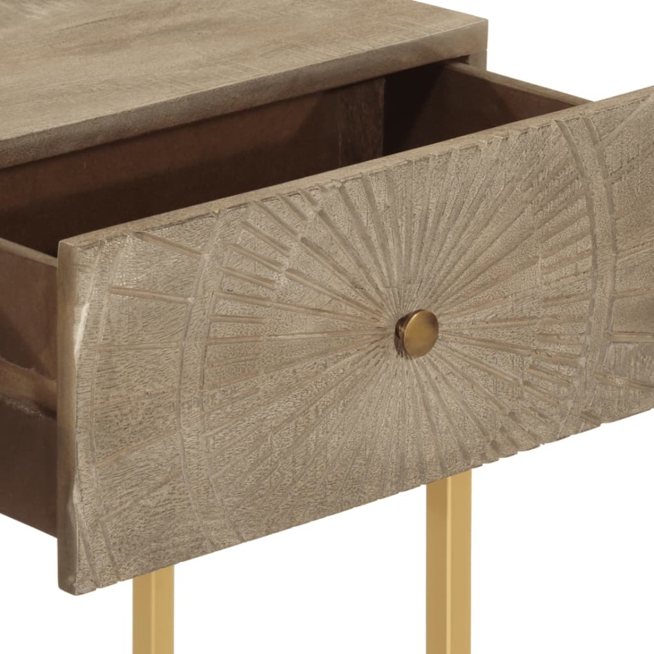 Mesa consola madera maciza de mango y hierro 90x30x76