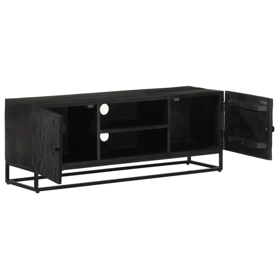 Mueble de TV madera maciza de mango y hierro negro 110x30x40