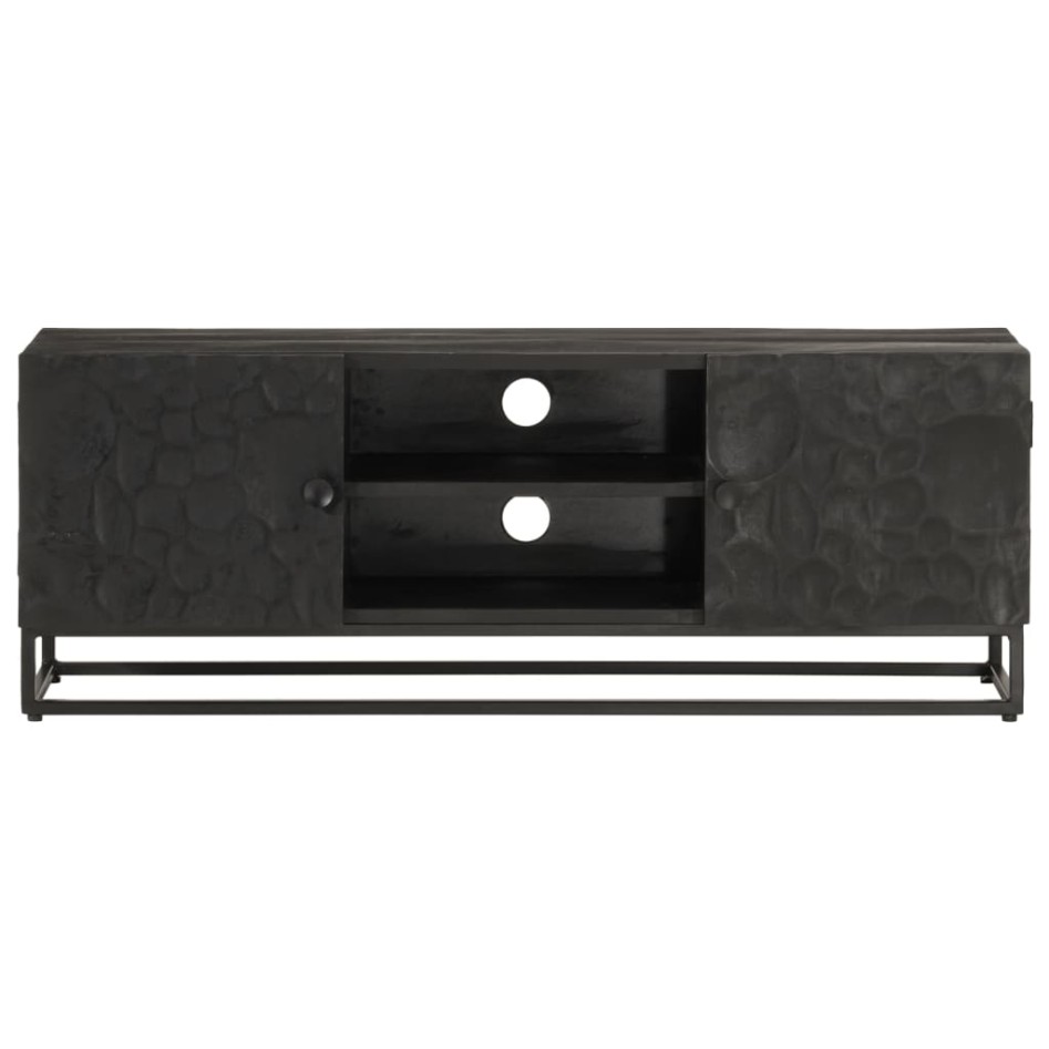 Mueble de TV madera maciza de mango y hierro negro 110x30x40