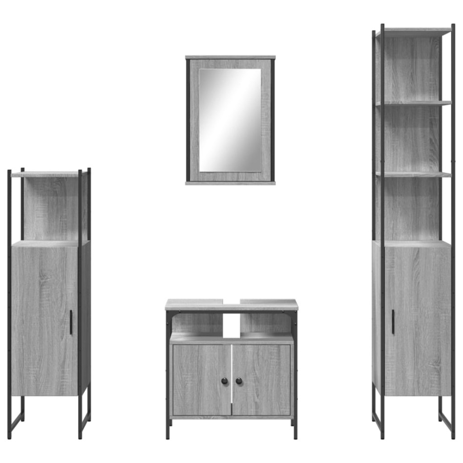 Set de muebles de baño 4 pzas madera contrachapada gris