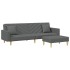 Sofá cama de 2 plazas con almohadas y taburete tela gris