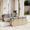 Set sofás de jardín 7 piezas y cojines ratán sintético beige