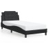 Estructura cama con luces LED cuero sintético negro 80x200