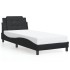 Estructura cama con luces LED cuero sintético negro 90x190