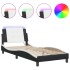 Estructura cama con LED cuero sintético negro blanco 100x200