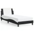 Estructura cama con LED cuero sintético negro blanco 100x200