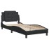 Estructura cama con luces LED cuero sintético negro 100x200
