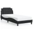 Estructura cama con luces LED cuero sintético negro 100x200