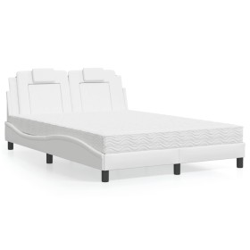 Cama con colchón cuero sintético blanco 140x190