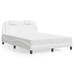 Cama con colchón cuero sintético blanco 140x190 cm
