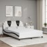 Cama con colchón cuero sintético blanco y negro 140x200